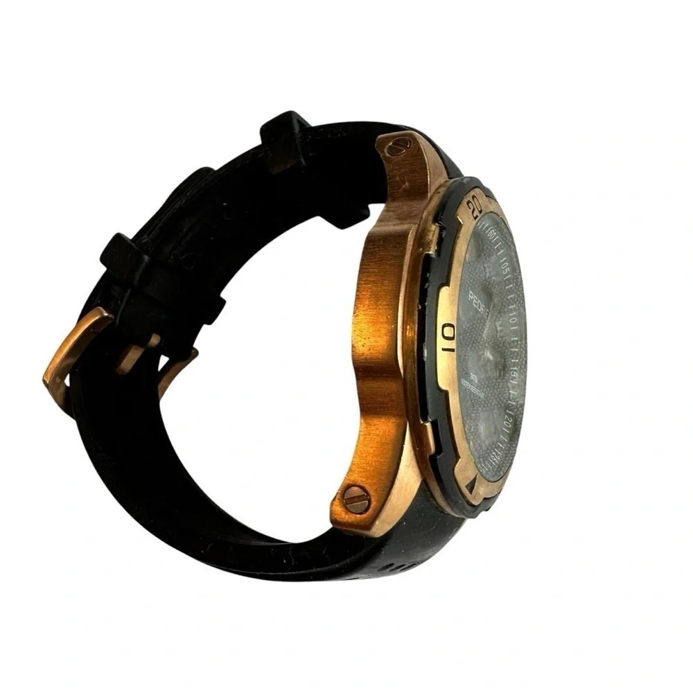 Pedre Men's Black and Gold Classic Large Face Watch